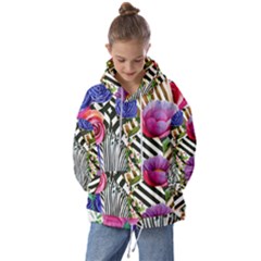 Bountiful Watercolor Flowers Kids  Oversized Hoodie by GardenOfOphir