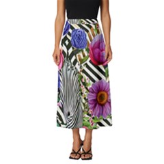 Bountiful Watercolor Flowers Classic Midi Chiffon Skirt by GardenOfOphir