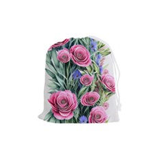 Attention-getting Watercolor Flowers Drawstring Pouch (medium) by GardenOfOphir