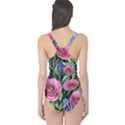 Attention-getting Watercolor Flowers One Piece Swimsuit View2