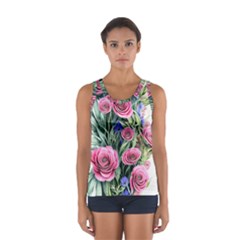 Attention-getting Watercolor Flowers Sport Tank Top  by GardenOfOphir