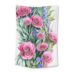 Attention-getting Watercolor Flowers Small Tapestry