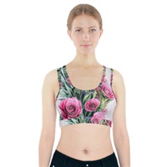 Attention-getting Watercolor Flowers Sports Bra With Pocket by GardenOfOphir