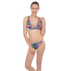 Attention-getting Watercolor Flowers Classic Banded Bikini Set  by GardenOfOphir