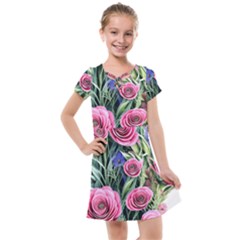 Attention-getting Watercolor Flowers Kids  Cross Web Dress by GardenOfOphir