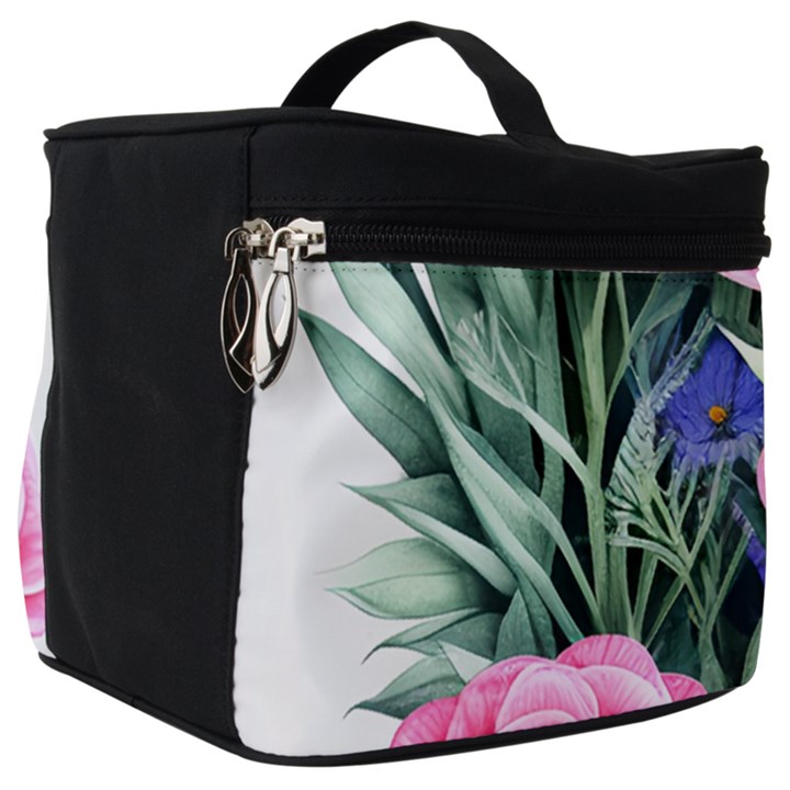 Attention-getting Watercolor Flowers Make Up Travel Bag (Big)