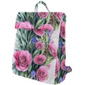 Attention-getting Watercolor Flowers Flap Top Backpack View1