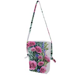 Attention-getting Watercolor Flowers Folding Shoulder Bag by GardenOfOphir