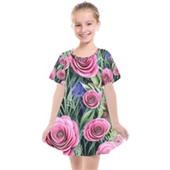 Attention-getting Watercolor Flowers Kids  Smock Dress by GardenOfOphir