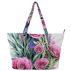 Attention-getting Watercolor Flowers Full Print Shoulder Bag by GardenOfOphir