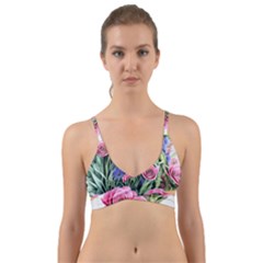 Attention-getting Watercolor Flowers Wrap Around Bikini Top by GardenOfOphir