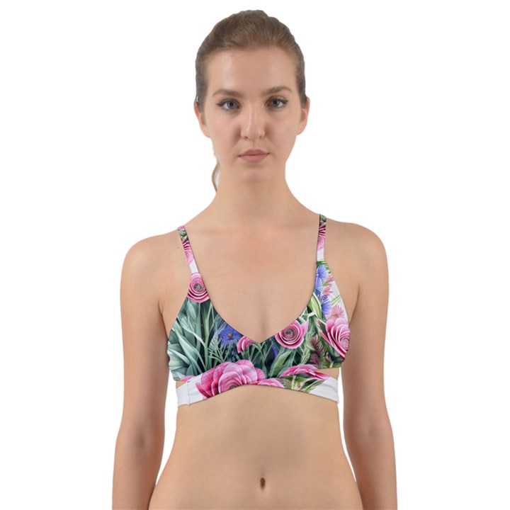 Attention-getting Watercolor Flowers Wrap Around Bikini Top