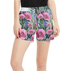 Attention-getting Watercolor Flowers Women s Runner Shorts by GardenOfOphir