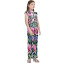 Attention-getting Watercolor Flowers Kids  Sleeveless Ruffle Edge Band Collar Chiffon One Piece View3