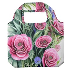 Attention-getting Watercolor Flowers Premium Foldable Grocery Recycle Bag by GardenOfOphir