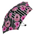 Black Stripes Beautifully watercolor flowers Mini Folding Umbrellas View2