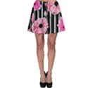 Black Stripes Beautifully watercolor flowers Skater Skirt View1