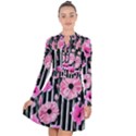 Black Stripes Beautifully watercolor flowers Long Sleeve Panel Dress View1