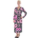 Black Stripes Beautifully watercolor flowers Velvet Maxi Wrap Dress View1