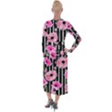 Black Stripes Beautifully watercolor flowers Velvet Maxi Wrap Dress View2