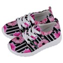 Black Stripes Beautifully watercolor flowers Kids  Lightweight Sports Shoes View2