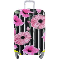 Black Stripes Beautifully Watercolor Flowers Luggage Cover (large) by GardenOfOphir