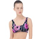 Black Stripes Beautifully watercolor flowers The Little Details Bikini Top View1