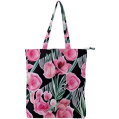 Expressive Watercolor Flowers Botanical Foliage Double Zip Up Tote Bag by GardenOfOphir