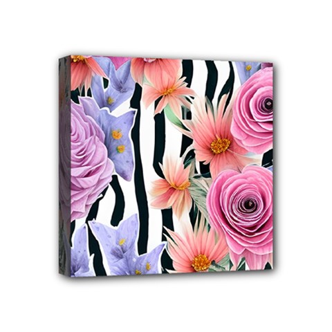 Delightful Watercolor Flowers And Foliage Mini Canvas 4  X 4  (stretched) by GardenOfOphir