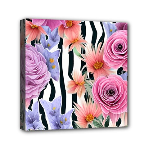 Delightful Watercolor Flowers And Foliage Mini Canvas 6  X 6  (stretched) by GardenOfOphir