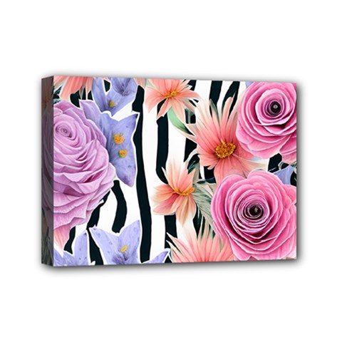 Delightful Watercolor Flowers And Foliage Mini Canvas 7  X 5  (stretched) by GardenOfOphir