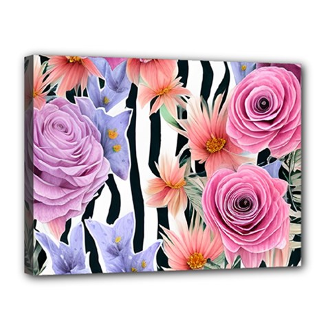 Delightful Watercolor Flowers And Foliage Canvas 16  X 12  (stretched) by GardenOfOphir