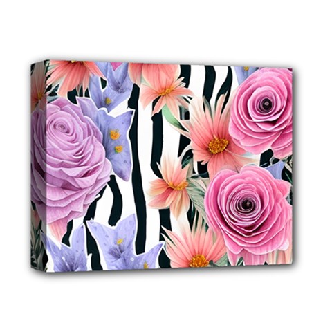 Delightful Watercolor Flowers And Foliage Deluxe Canvas 14  X 11  (stretched) by GardenOfOphir