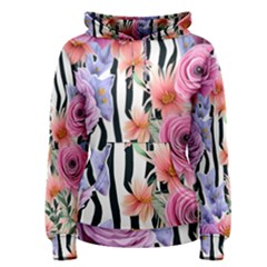 Delightful Watercolor Flowers And Foliage Women s Pullover Hoodie by GardenOfOphir