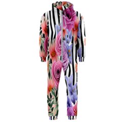 Delightful Watercolor Flowers And Foliage Hooded Jumpsuit (men) by GardenOfOphir