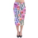 Delightful watercolor flowers and foliage Velvet Midi Pencil Skirt View1