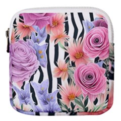 Delightful Watercolor Flowers And Foliage Mini Square Pouch by GardenOfOphir