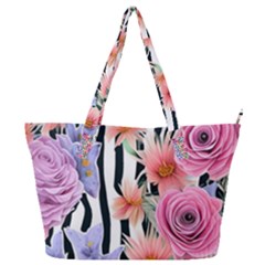 Delightful Watercolor Flowers And Foliage Full Print Shoulder Bag by GardenOfOphir