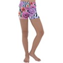 Delightful watercolor flowers and foliage Kids  Lightweight Velour Yoga Shorts View1