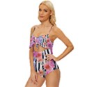 Delightful watercolor flowers and foliage Knot Front One-Piece Swimsuit View2