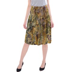 Rusty Orange Abstract Surface Midi Beach Skirt by dflcprintsclothing