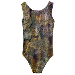 Rusty Orange Abstract Surface Kids  Cut-out Back One Piece Swimsuit by dflcprintsclothing