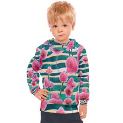 Different Watercolor Flowers Botanical Foliage Kids  Hooded Pullover by GardenOfOphir