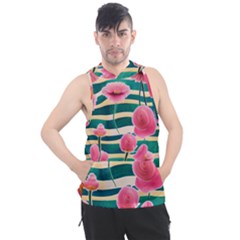 Different Watercolor Flowers Botanical Foliage Men s Sleeveless Hoodie by GardenOfOphir