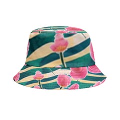 Different Watercolor Flowers Botanical Foliage Inside Out Bucket Hat by GardenOfOphir