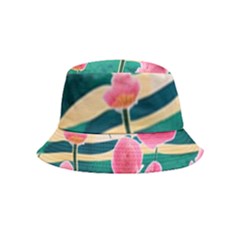 Different Watercolor Flowers Botanical Foliage Inside Out Bucket Hat (kids) by GardenOfOphir