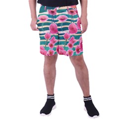 Different Watercolor Flowers Botanical Foliage Men s Pocket Shorts by GardenOfOphir