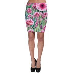 Cute Watercolor Flowers And Foliage Bodycon Skirt by GardenOfOphir