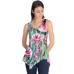 Cute Watercolor Flowers And Foliage Sleeveless Tunic by GardenOfOphir