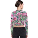 Cute watercolor flowers and foliage Long Sleeve Zip Up Bomber Jacket View2